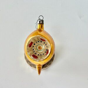 Vintage glass teardrop reflector indent christmas ornament